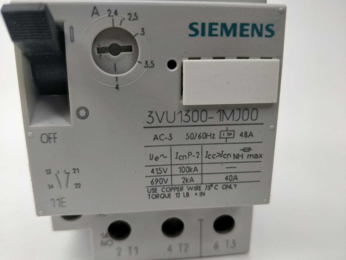 Siemens 3VU1300-1MJ00 CIRCUIT-BREAKER FOR MOTOR