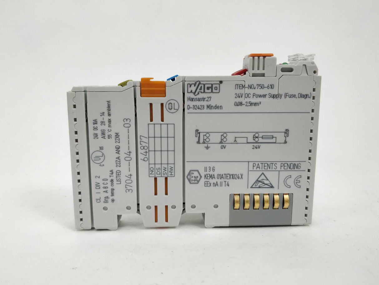 Wago 750-610 Supply Module 24 V DC / 230 V AC