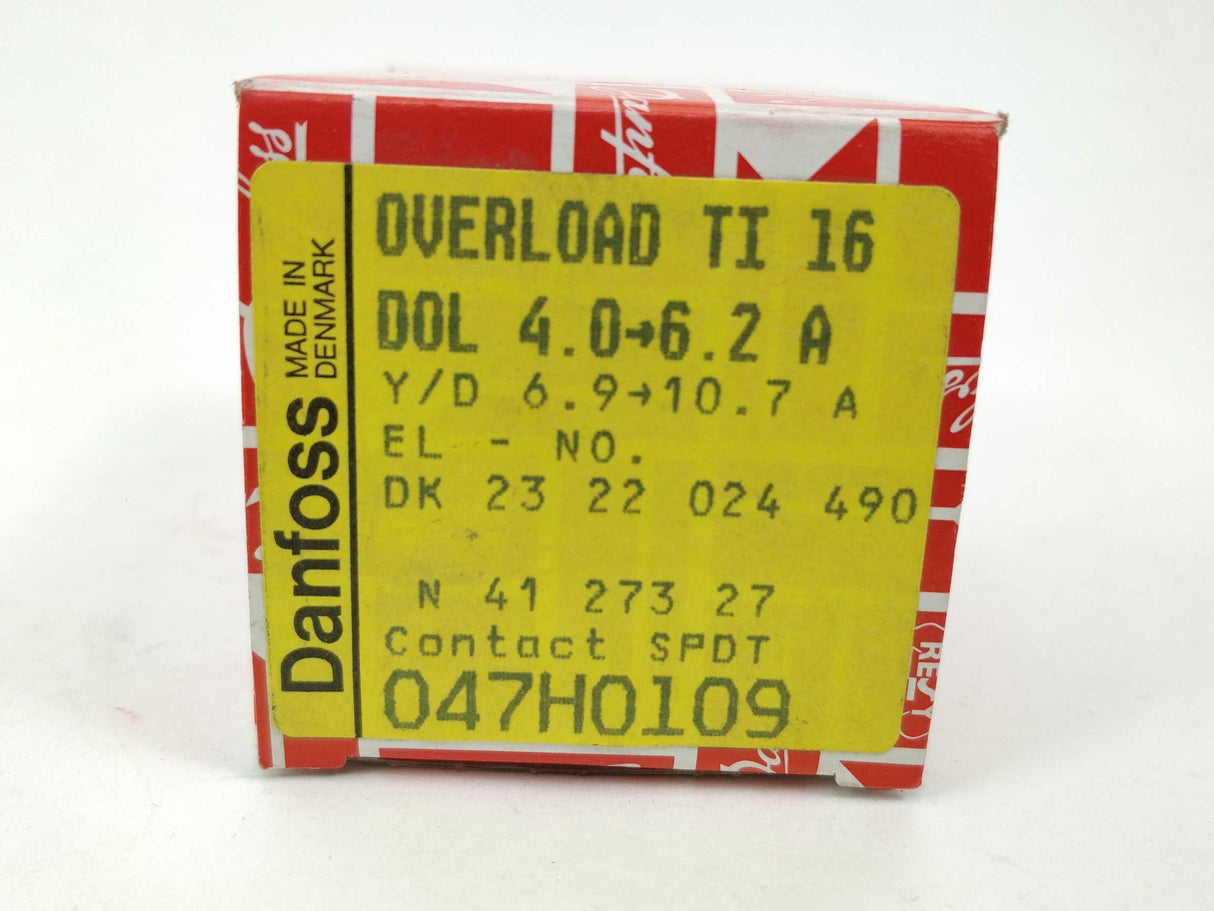 Danfoss 047H0109 OVERLOAD RELAY TI 16 4.0-6.2A