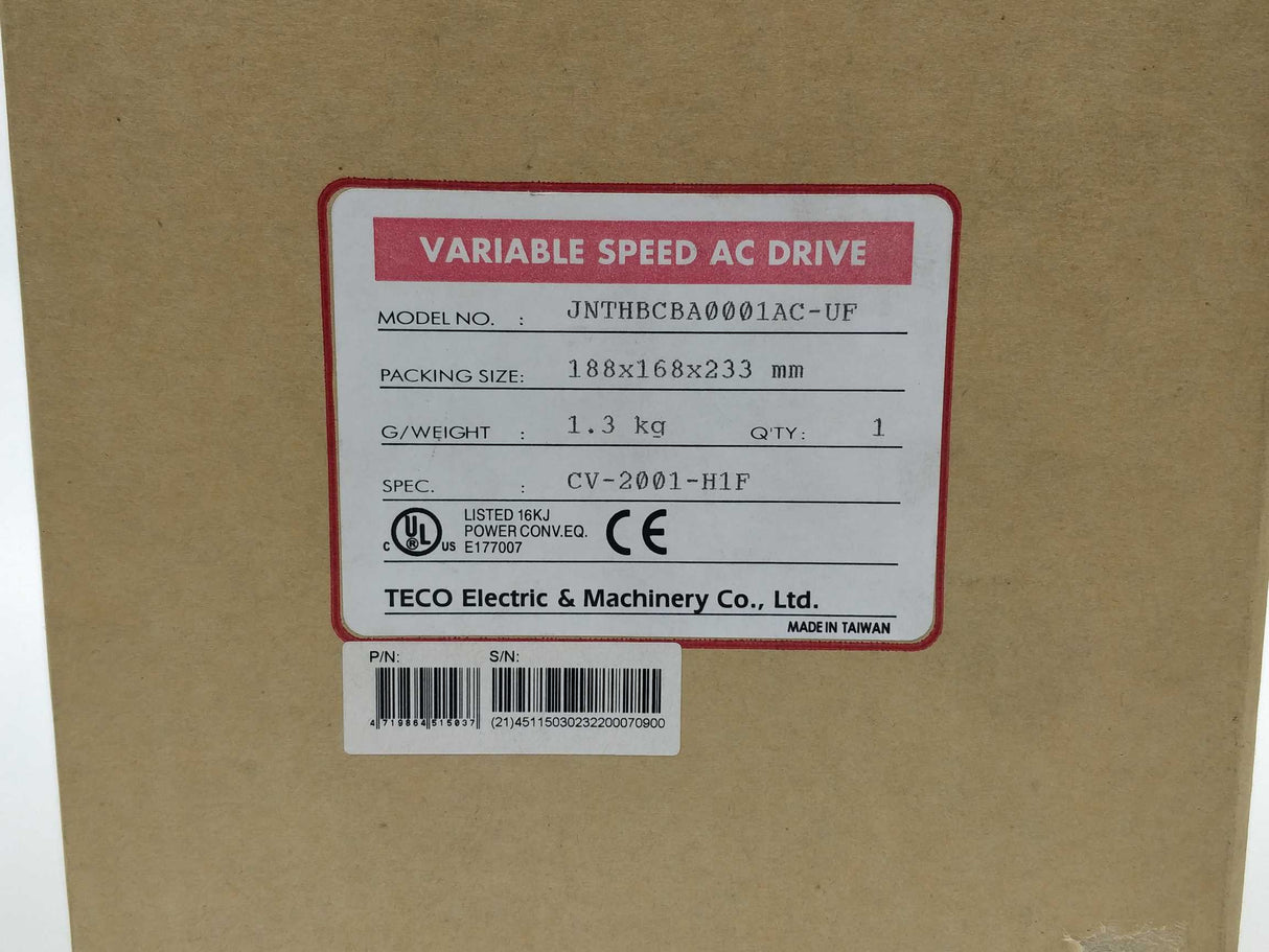 Teco Electric & Machinery JNTHBCA0001AC-UF VARIABLE SPEED AC DRIVE