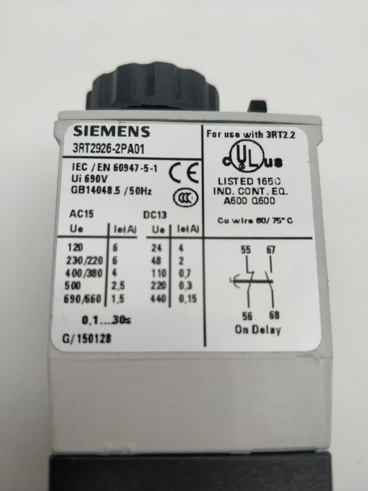 Siemens 3RT2926-2PA01 For use with 3RT2.2