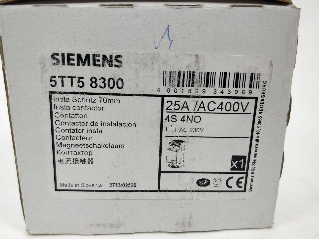 Siemens 5TT58300 INSTA Contactor 70mm 25A 400VAC