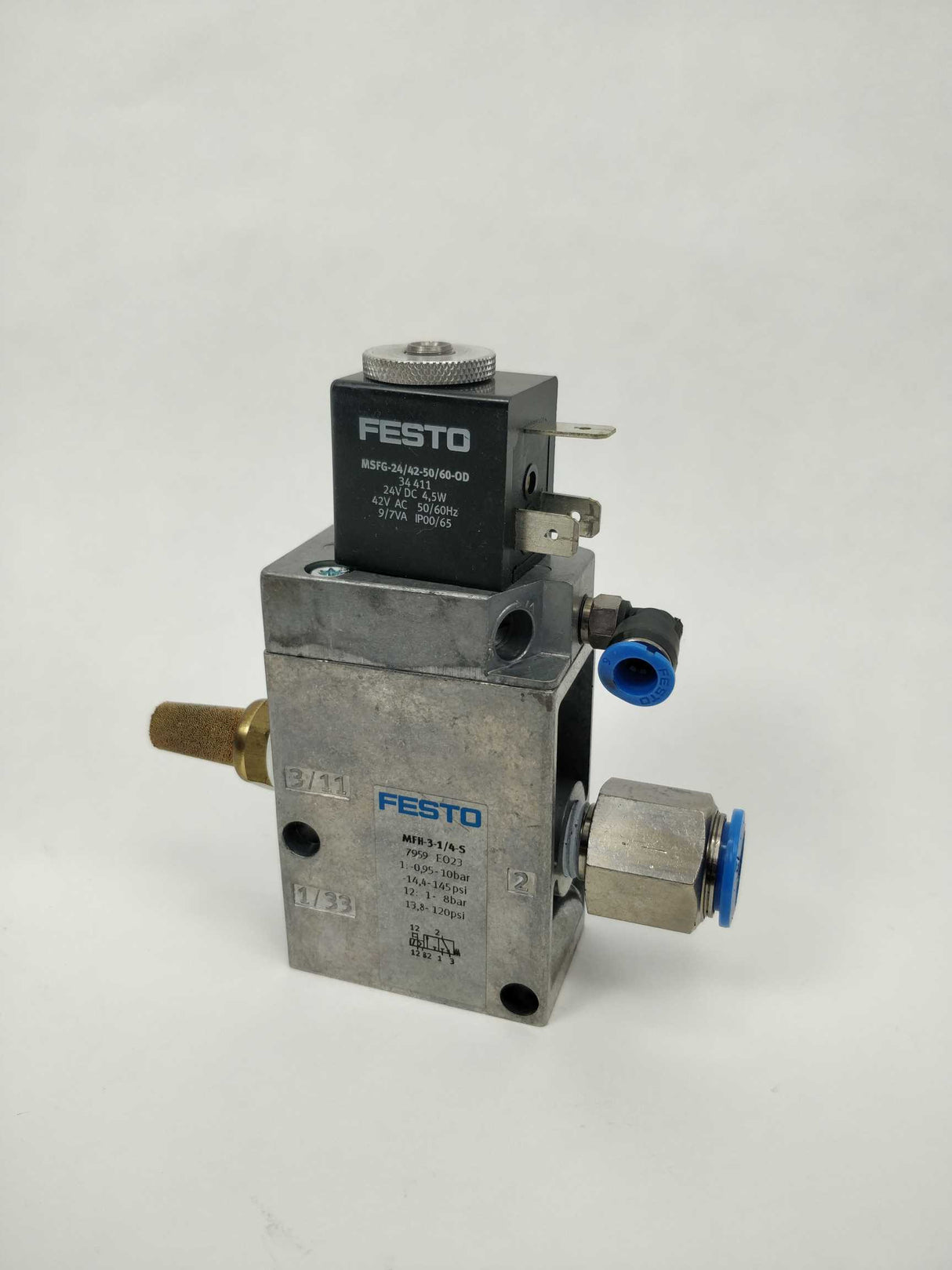 Festo 7959 MFH-3-1/4-S Solenoid valve & 34411 MSFG-24/42-50/60-OD