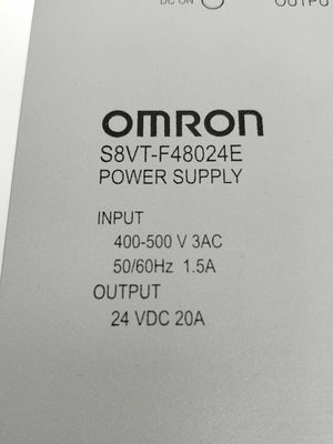 OMRON S8VT-F48024E Power Supply Input 400-500 V 3 AC out: 24V 20A