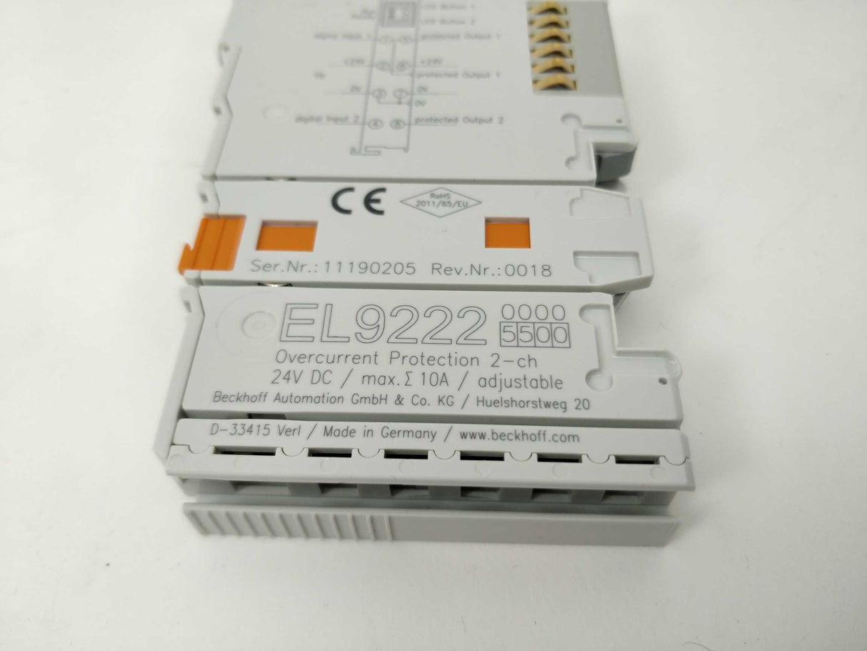 Beckhoff EL9222-5500 Overcurrent protection 2-ch 24VDC max. ∑ 10A adjustable