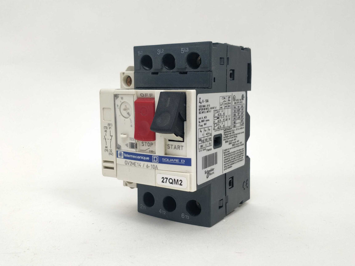 Schneider Electric GV2ME14 6-10A Circuit Breaker With GVAN11