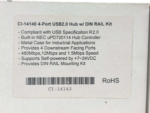 Danbit CI-14140 4-Port USB2.0 HUB 4-Port USB2.0 HUB 7-24V w/ DIN RAIL Kit