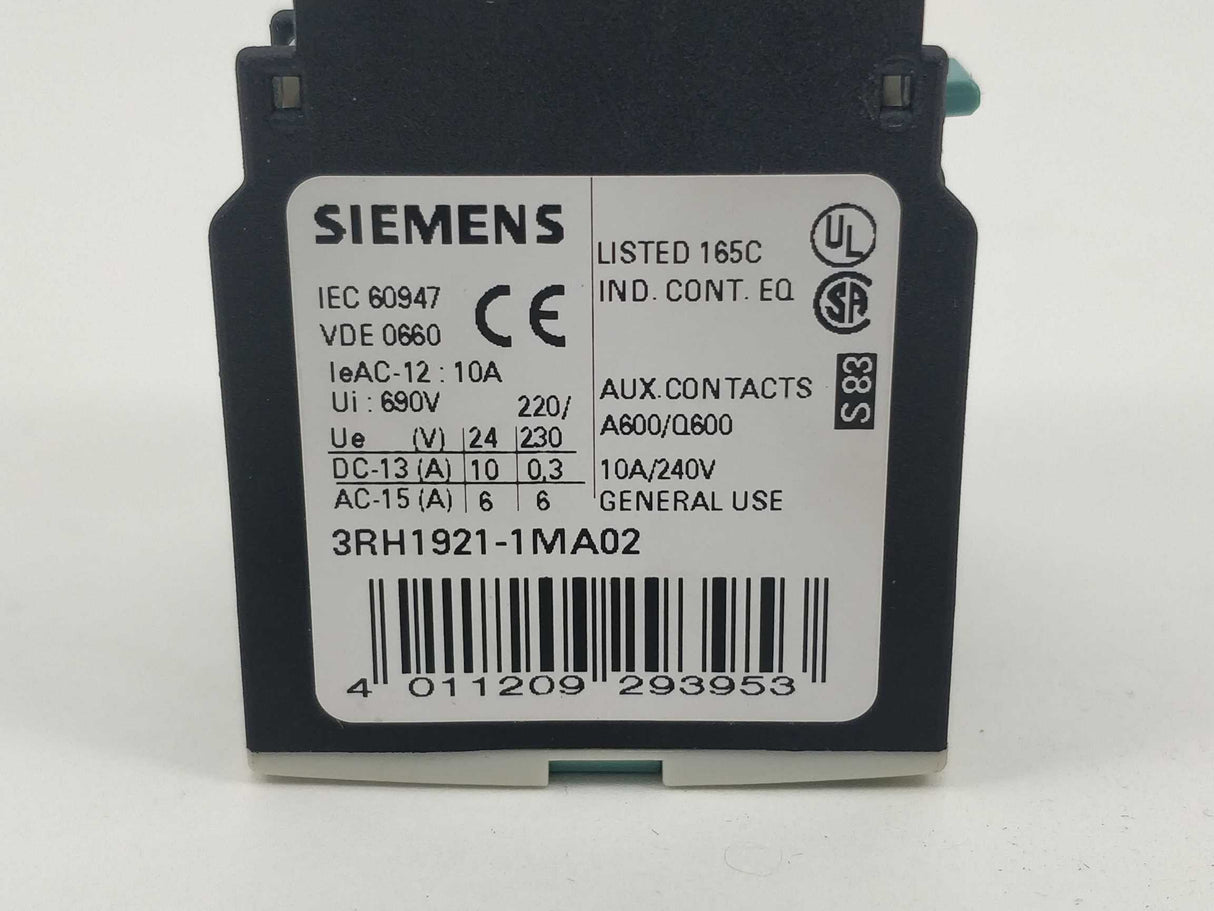 Siemens 3RH1921-1MA02 Auxiliary Switch Block