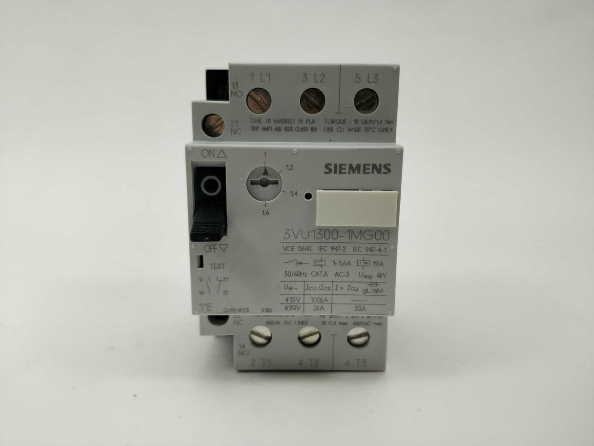 Siemens 3VU1300-1MG00 Circuit Breaker. 1-1,6A