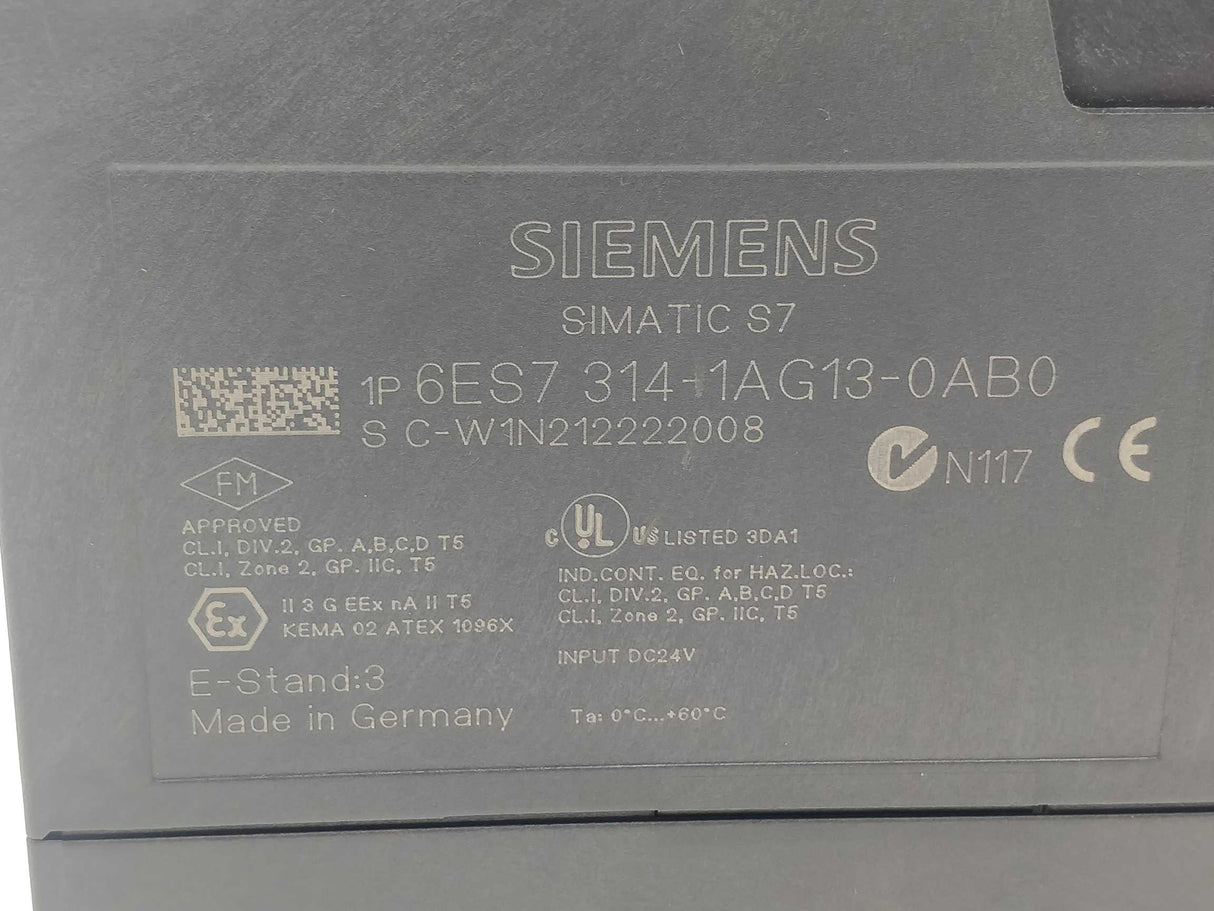 Siemens 6ES7314-1AG13-0AB0 Central Processing Unit with MPI