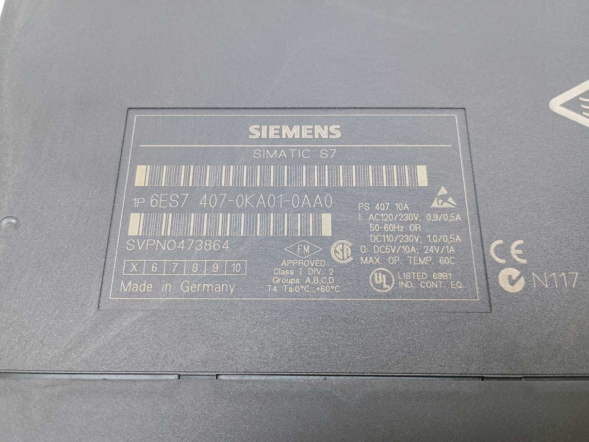 Siemens 6ES7407-0KA01-0AA0 Power supply