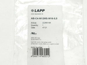 Lapp 22260108 AB-C4-M12MS-M16-0,5 2v 2 Pcs.