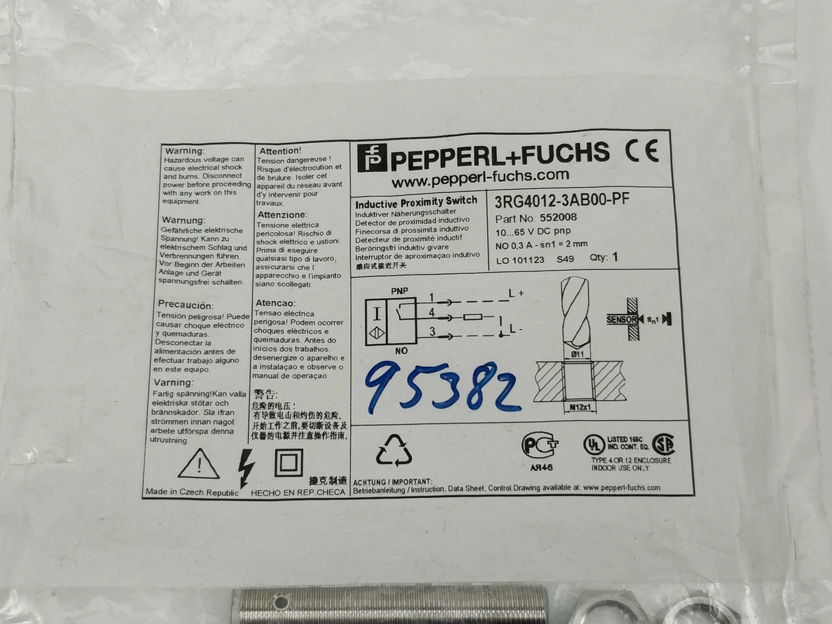 Pepperl+Fuchs 552008 3RG4012-3AB00-PF Inductive Proximity Switch