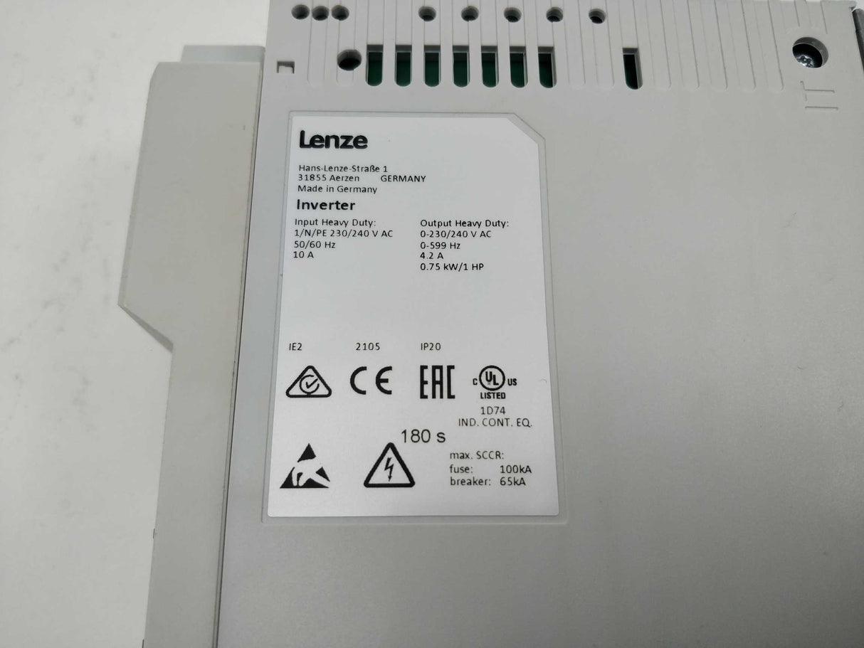 LENZE I55AE175B1AV1000KS Control Unit with Power Unit 0,75kW/1 HP