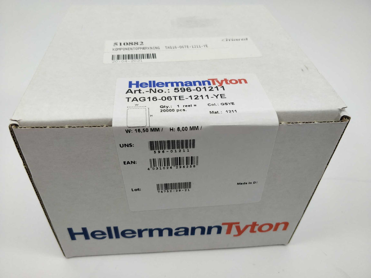 HellermannTyton TAG16-06TE-1211-YE Laser printer label