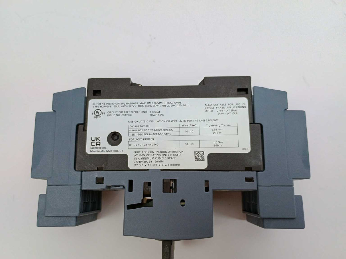 Siemens 3RV2811-1GD10 Circuit Breaker Size S00