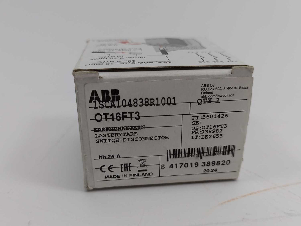 ABB 1SCA104838R1001 OT16FT3 Switch-Disconnector