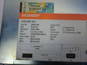 Beckhoff CP6202-0001-0010 Economy Built-In Panel, with HDD