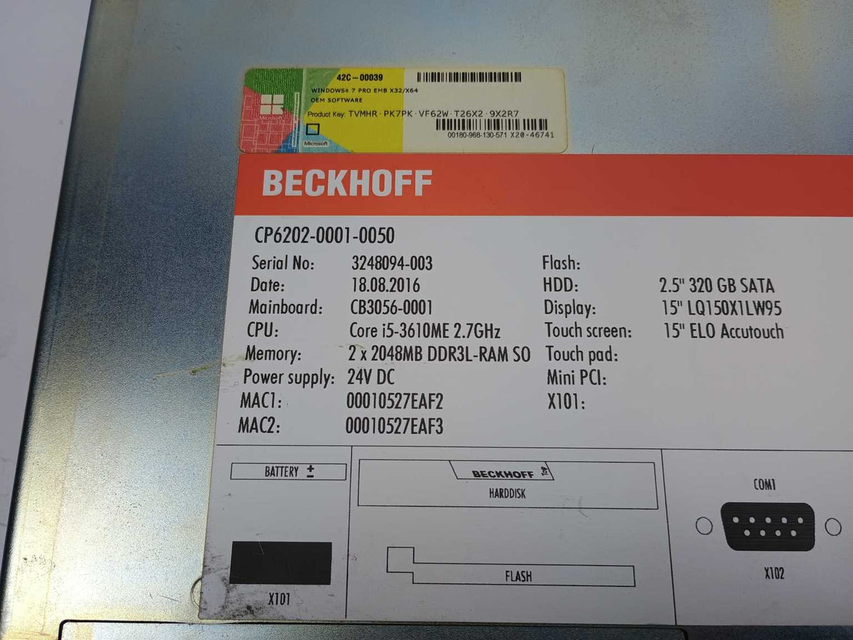 Beckhoff CP6202-0001-0050 Economy Built-In Panel