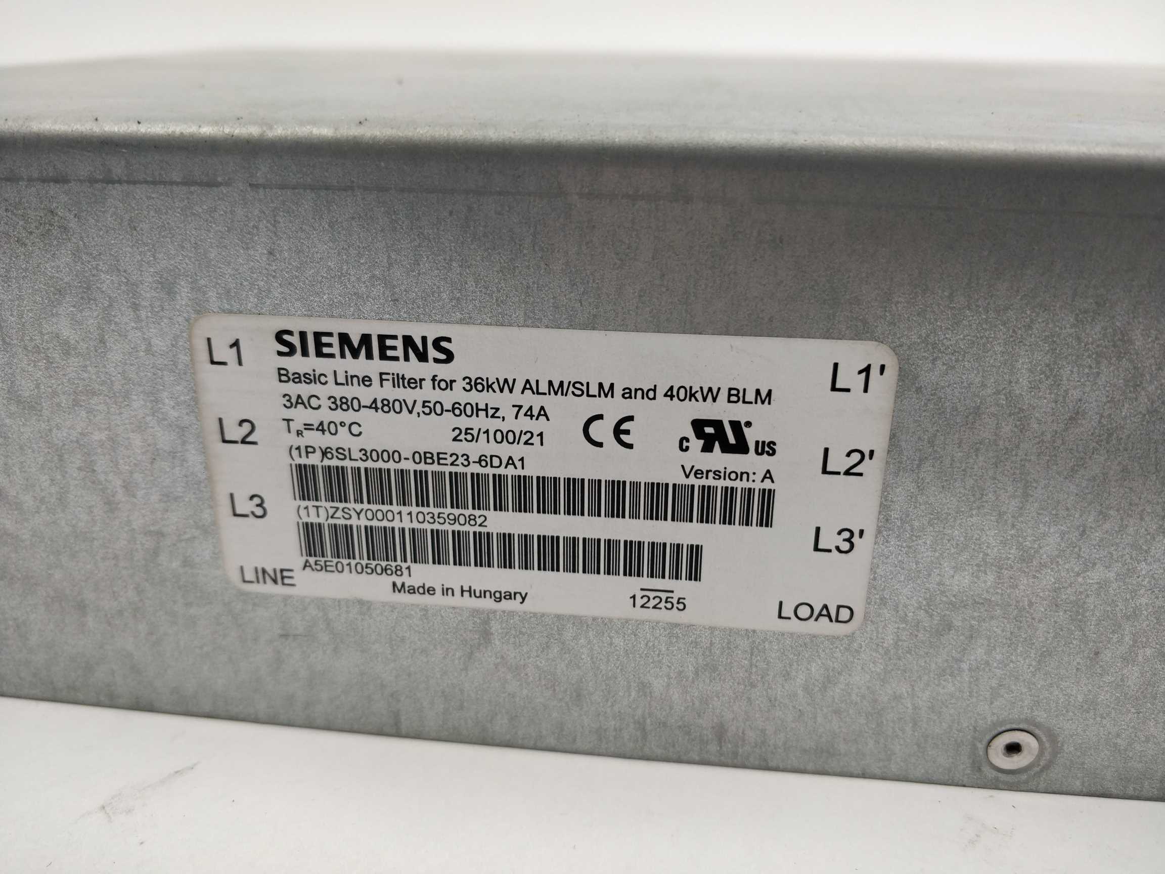 Siemens 6SL3000-0BE23-6DA1 Basic Line Filter 36kW ALM/SLM and 40kW