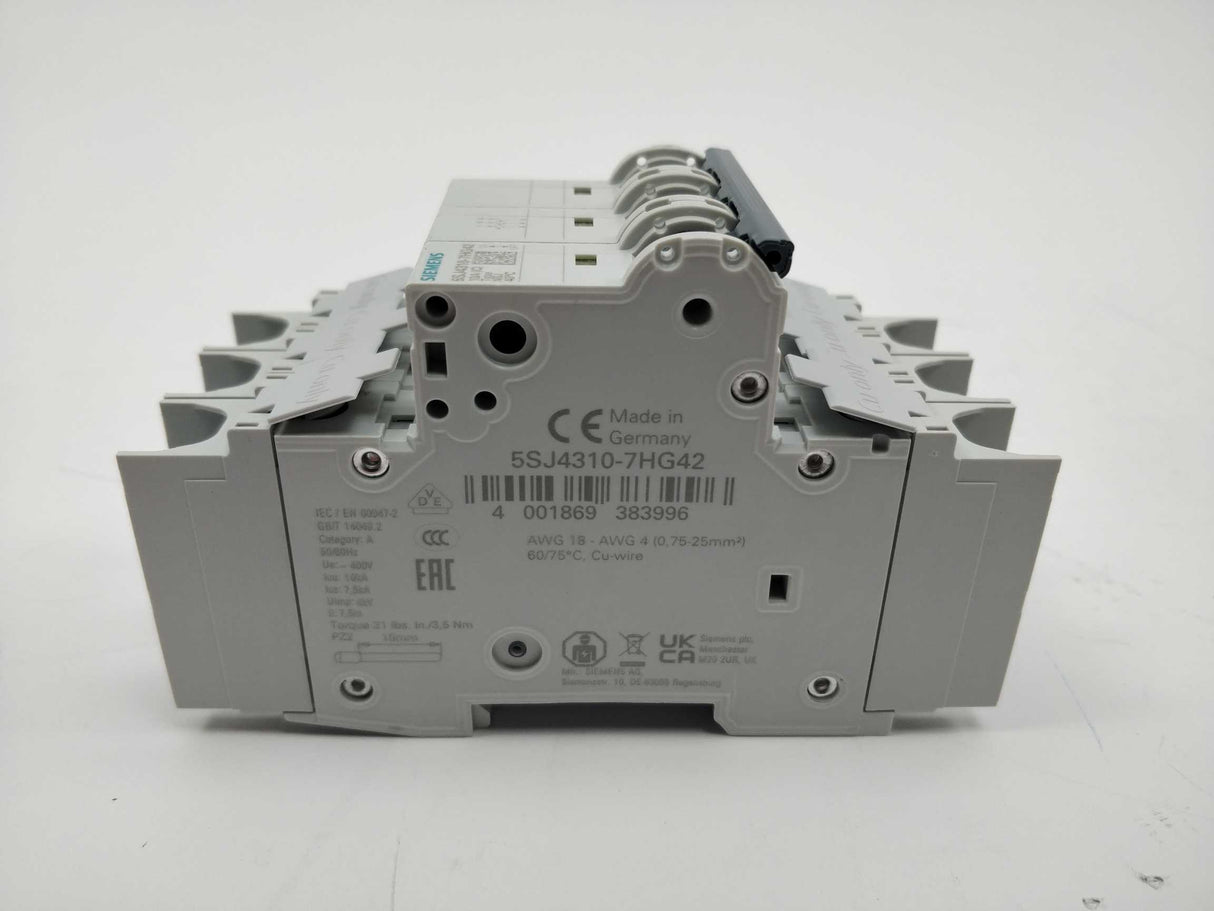 Siemens 5SJ4310-7HG42 Circuit breaker 10kA, 3-pole,