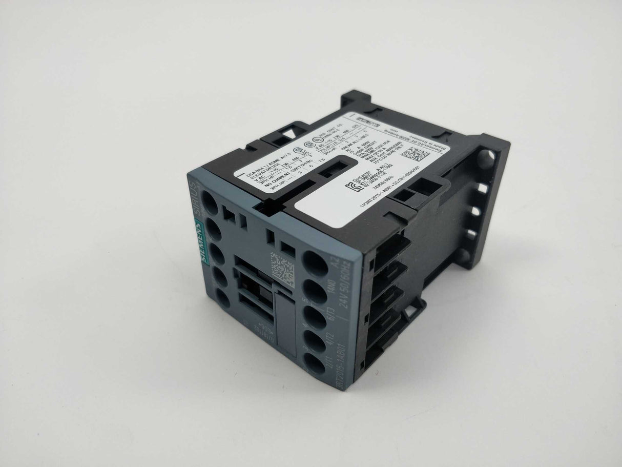 Siemens 3RT2015-1AB01 Power contactor 24 V, 50/60 Hz. AC-3: 7A, 400V, 3kW, 1NO