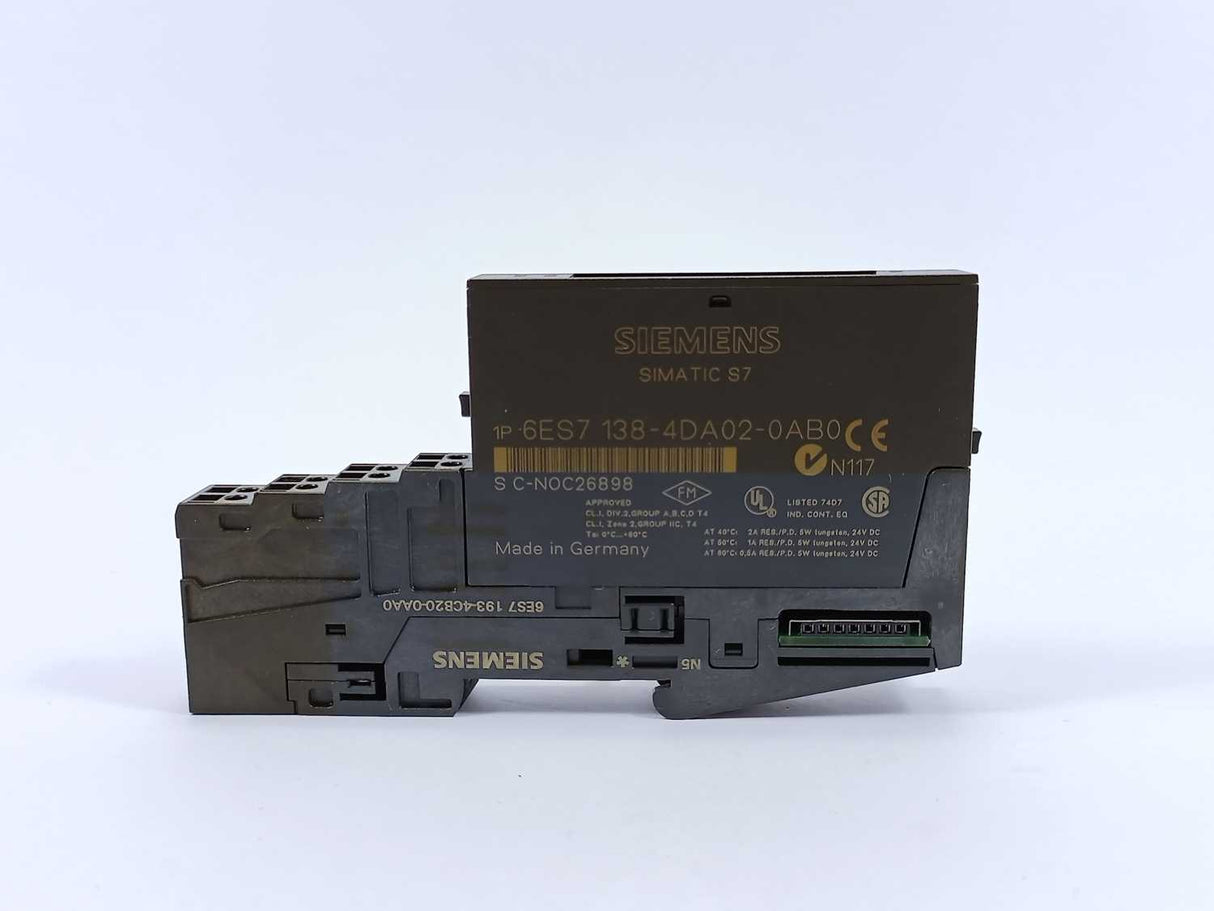 Siemens 6ES7138-4DA02-0AB0 Simatic S7, With 6ES7193-4CB20-0AA0