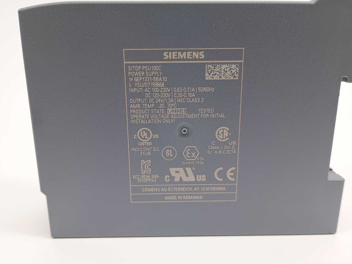 Siemens 6EP1331-5BA10 SITOP PSU100C 24 V/1.3 A stabilized power supply