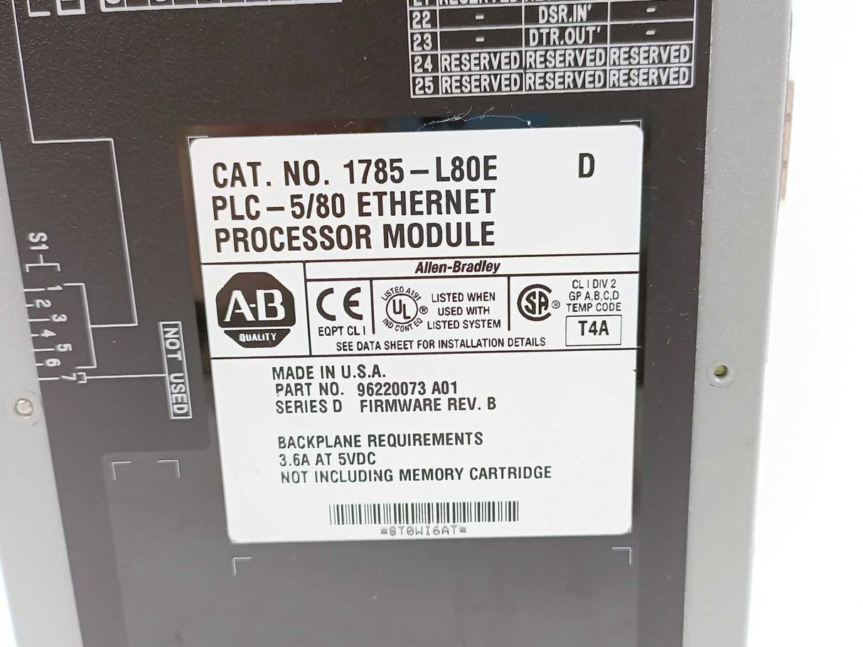 AB 1785-L80E PLC-5/80E Ser. D F/W Rev. B