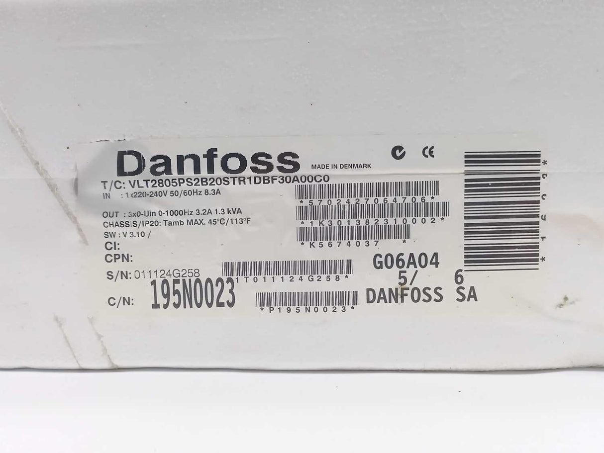 Danfoss 195N0023 VLT2805PS2B20STR1DBF30A00C0 VLT