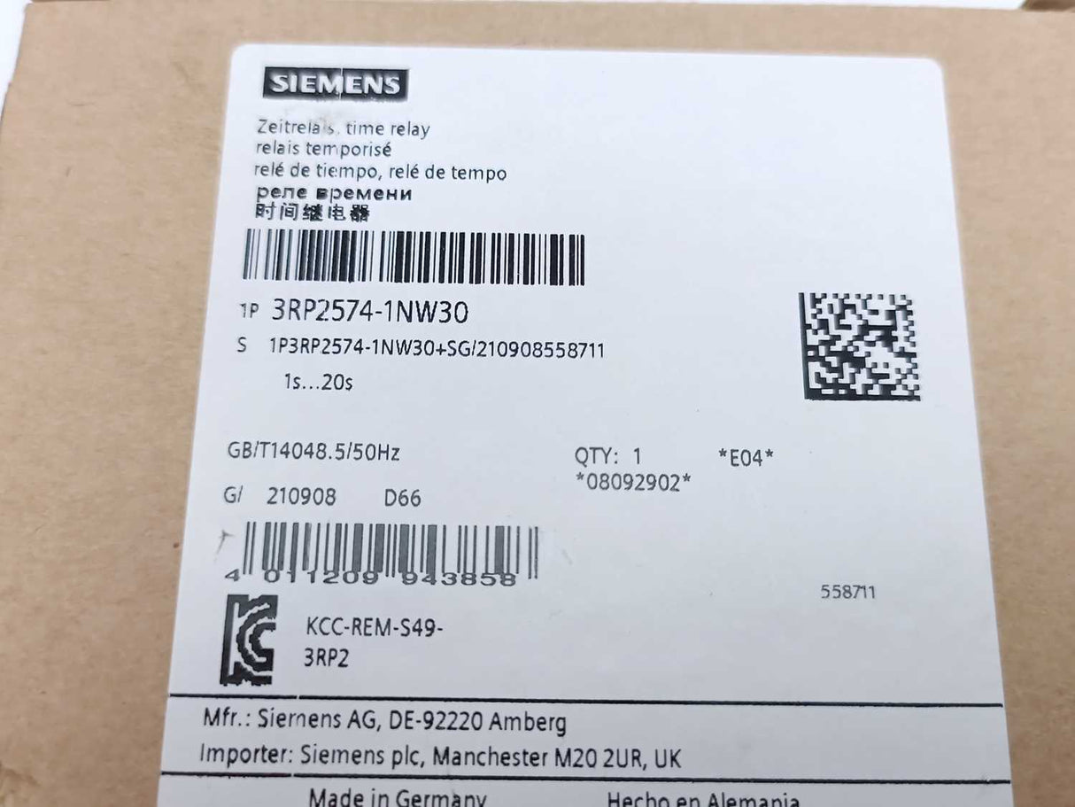 Siemens 3RP2574-1NW30 Time relay