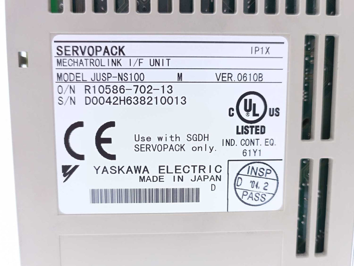 YASKAWA SGDH-10DE Servopack w/ JUSP-NS100 Mechatrolink I/F Unit