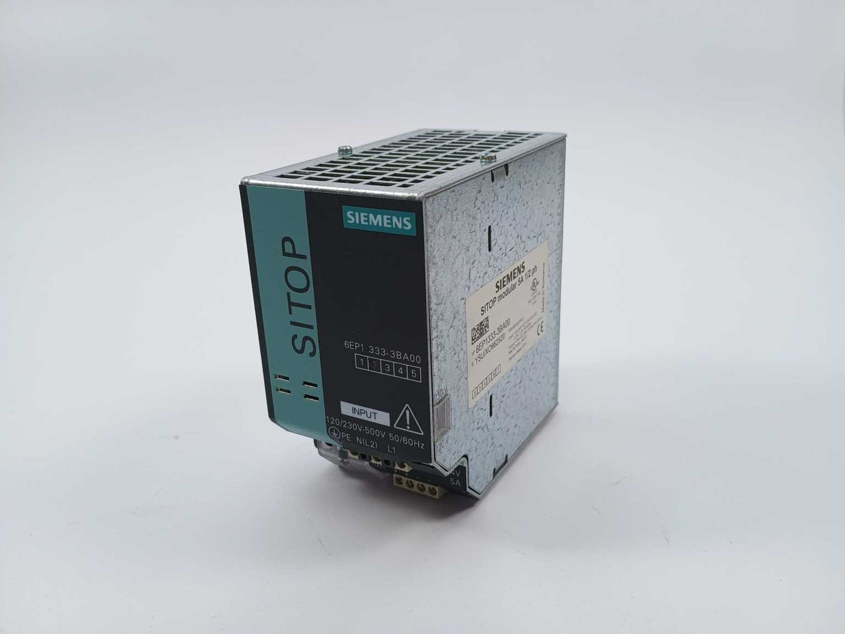 Siemens 6EP1333-3BA00 SITOP modular 5A 1/2 ph E01 out: 24V 5A