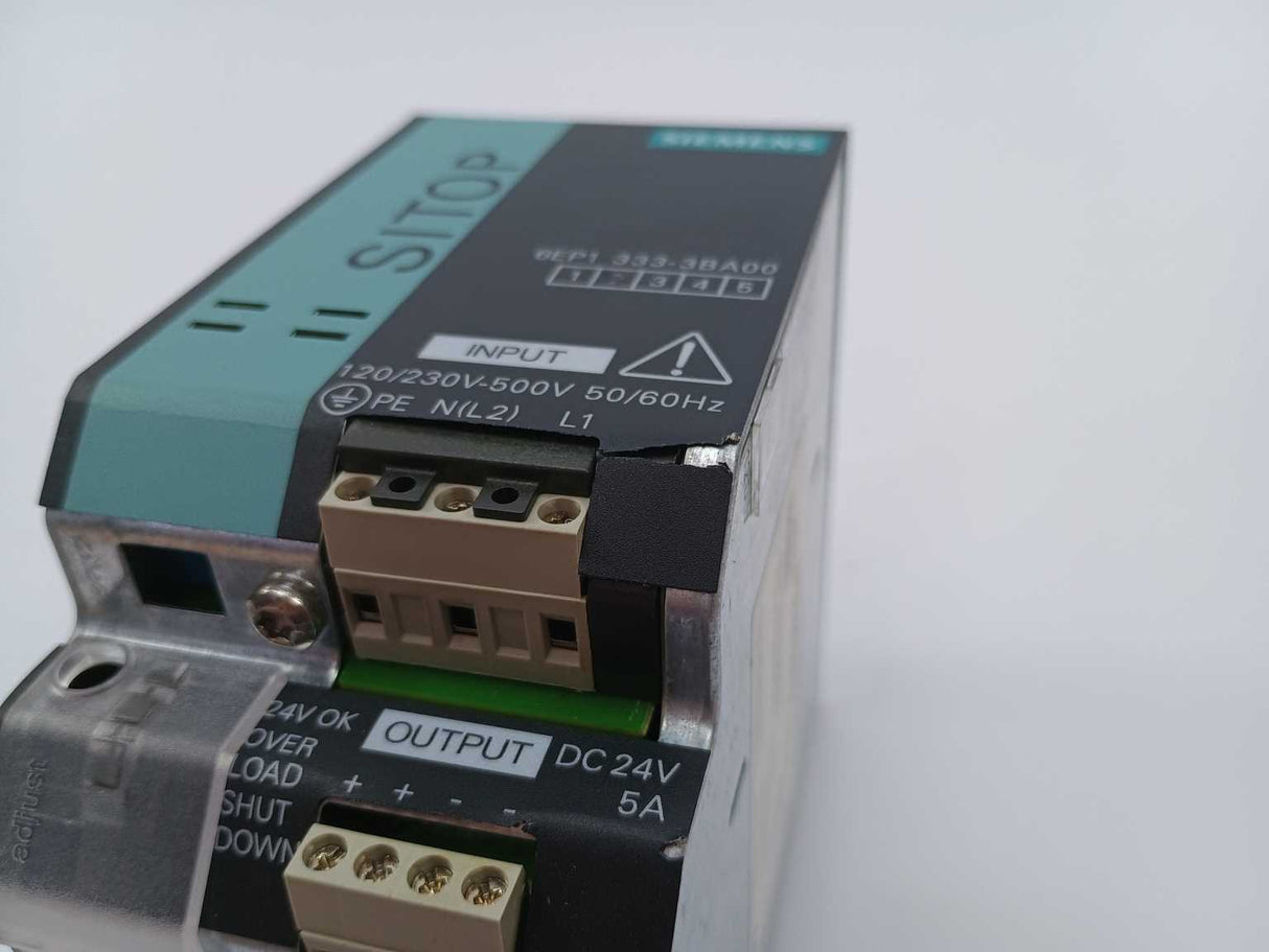 Siemens 6EP1333-3BA00 SITOP modular 5A 1/2 ph E01 out: 24V 5A