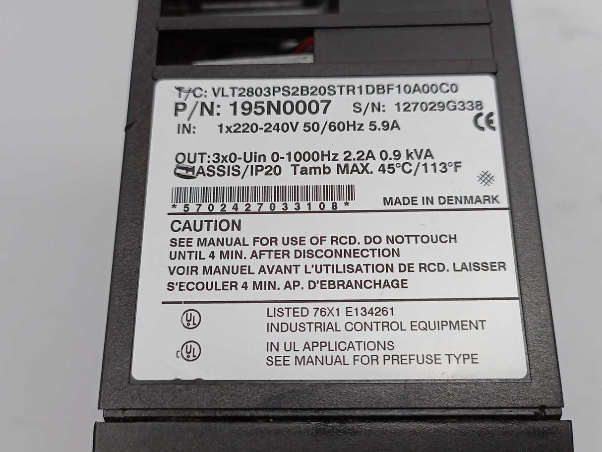 Danfoss 195N0007 VLT2803PS2B20STR1DBF10A00C0