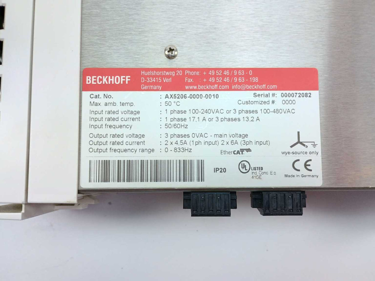 Beckhoff AX5206-0000-0010 Servo Drive AX5206