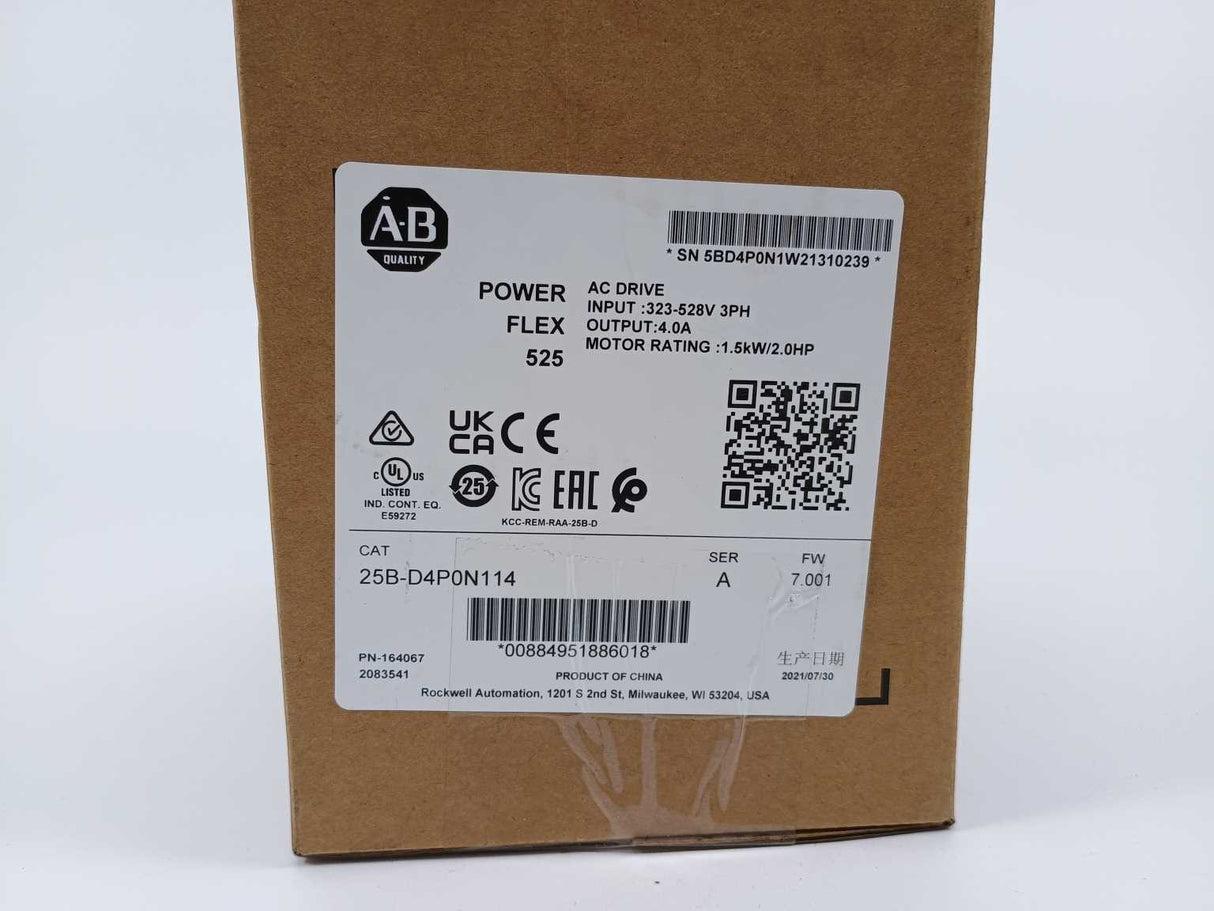 AB 25B-D4P0N114 PowerFlex 525 AC Drive 1.5kW, Ser. A