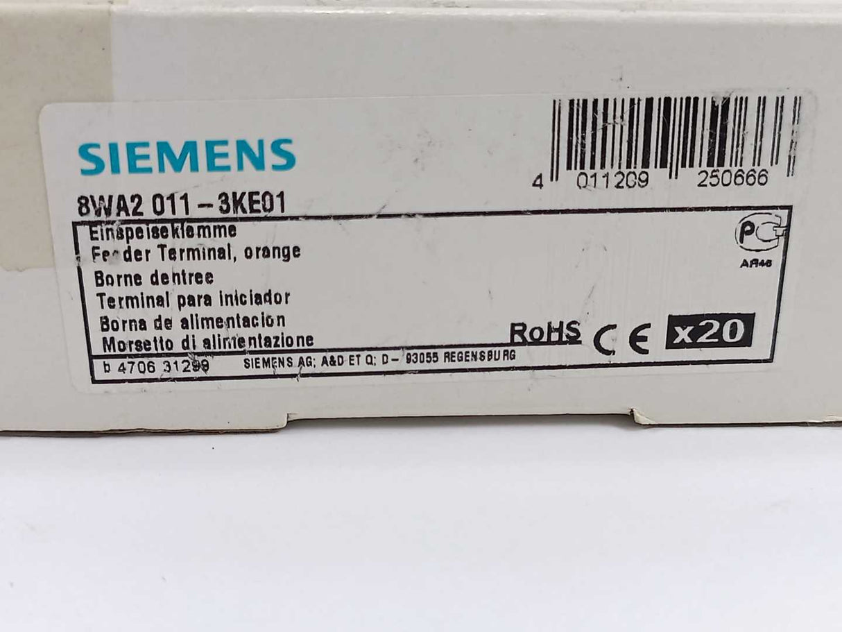 Siemens 8WA2011-3KE01 Feeder terminal , orange 20 Pcs.