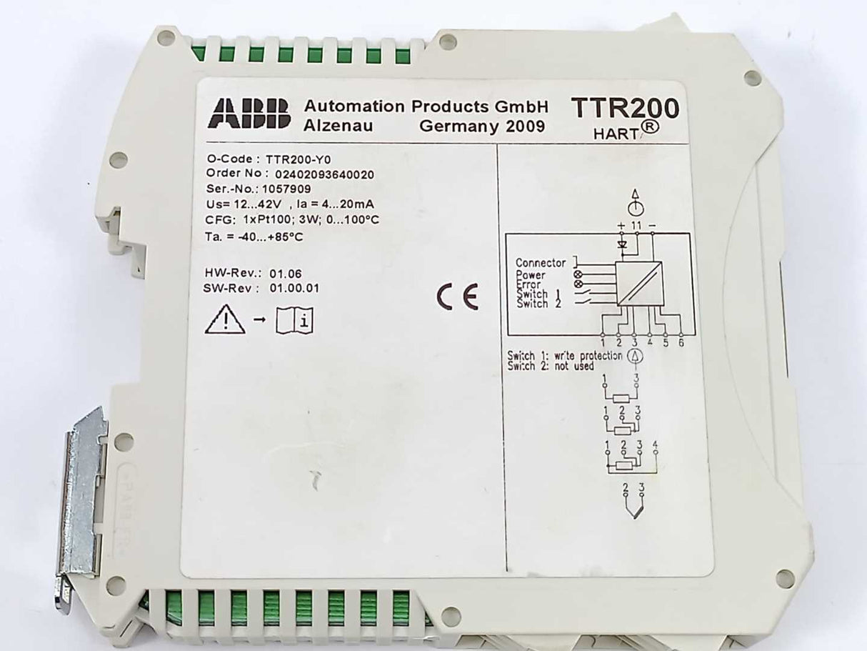 ABB TTR200-Y0 Rail Mount Temperature Transmitter