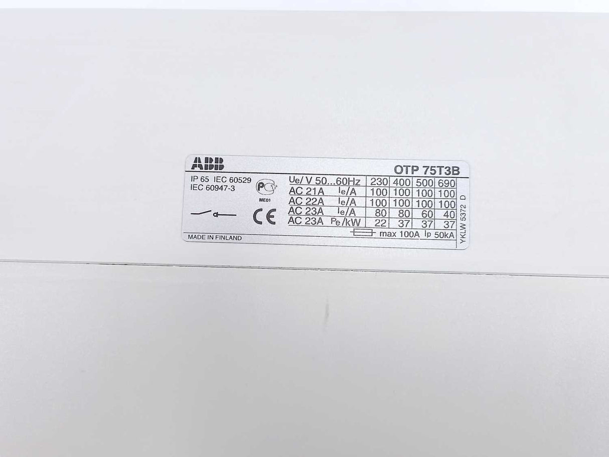 ABB 1SCA022371R2910 OTP75T3B Safety Switch