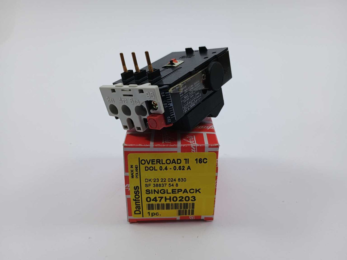 Danfoss 047H0203 OVERLOAD RELAY TI 16 C DOL 0.4-0.62 A