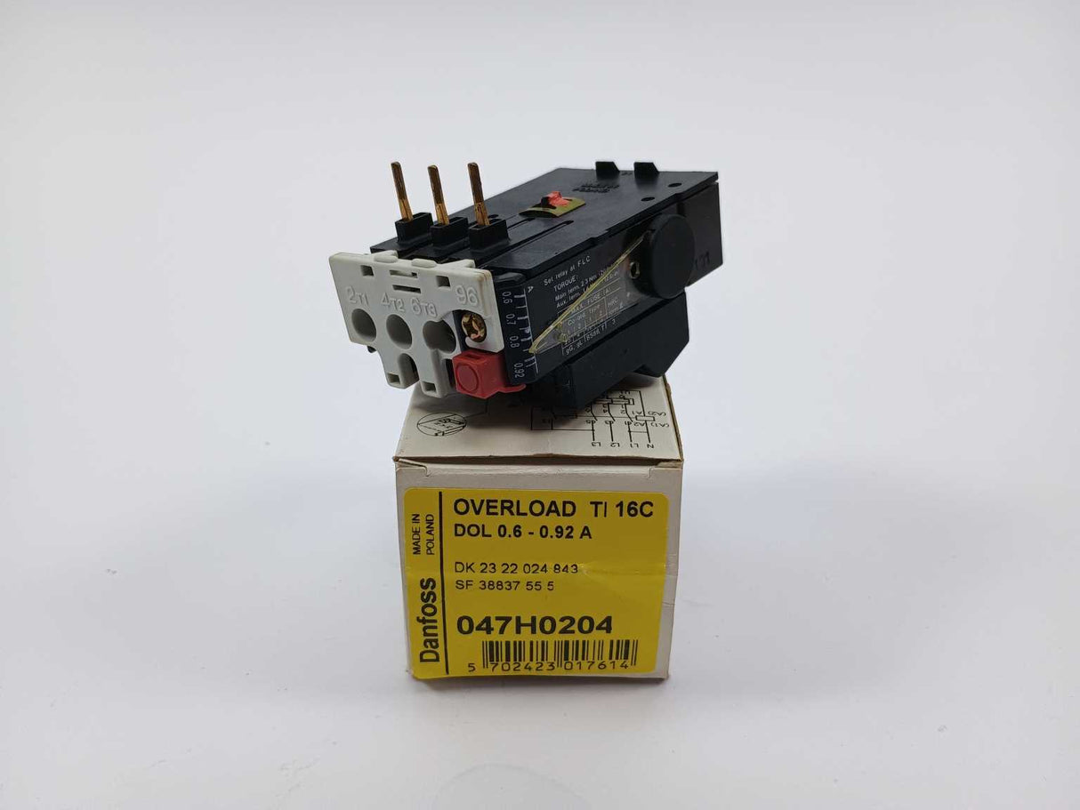 Danfoss 047H0204 OVERLOAD RELAY TI 16C DOL 0.6-0.92 A