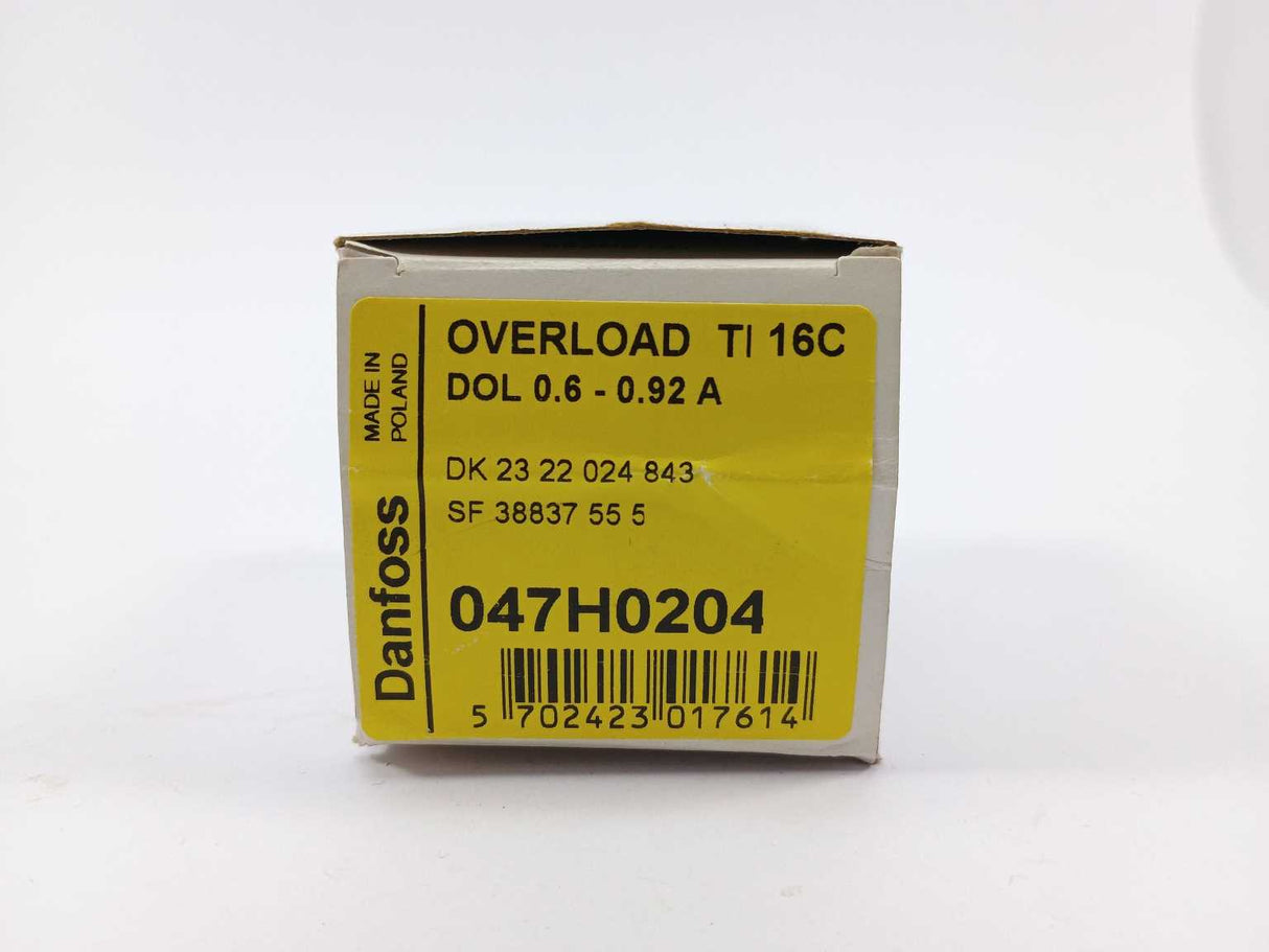 Danfoss 047H0204 OVERLOAD RELAY TI 16C DOL 0.6-0.92 A