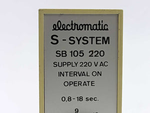 Electromatic SB105220 SUPPLY 220 VAC, INTERVAL ON OPERATE 0,8-18 SEC.