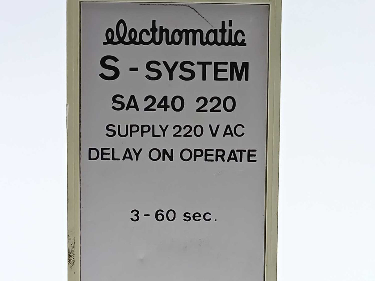 Electromatic SA 240 220 S-System Delay On Operate Timer 3 - 60 sec.