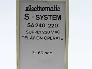 Electromatic SA 240 220 S-System Delay On Operate Timer 3 - 60 sec.