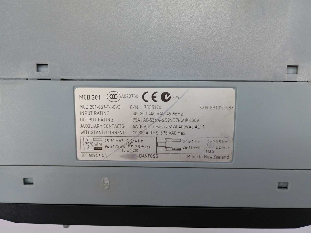 Danfoss MCD 201 MCD 201-037-T4-CV3 Compact starter