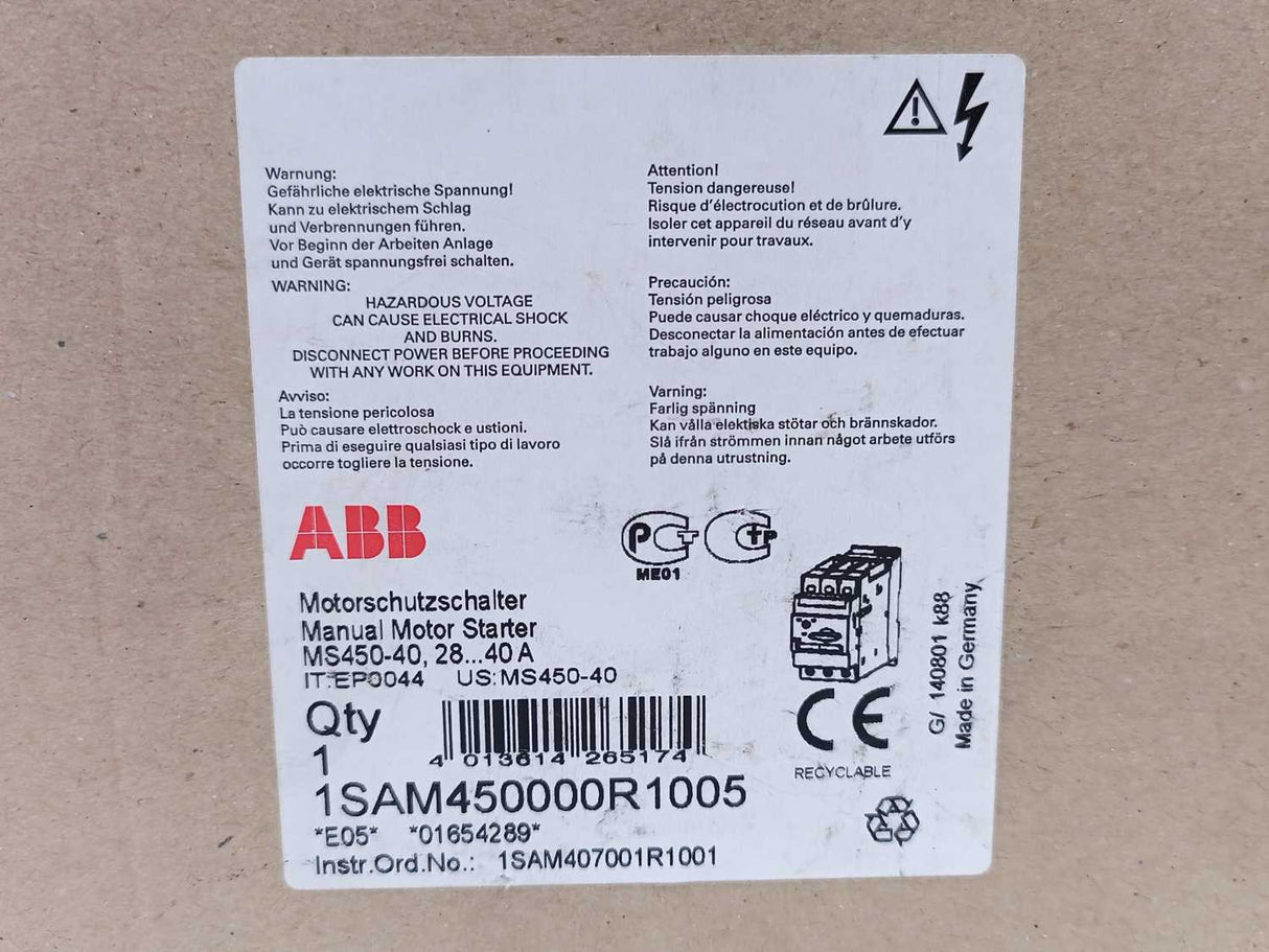 ABB 1SAM450000R1005 Manual motor starter MS450