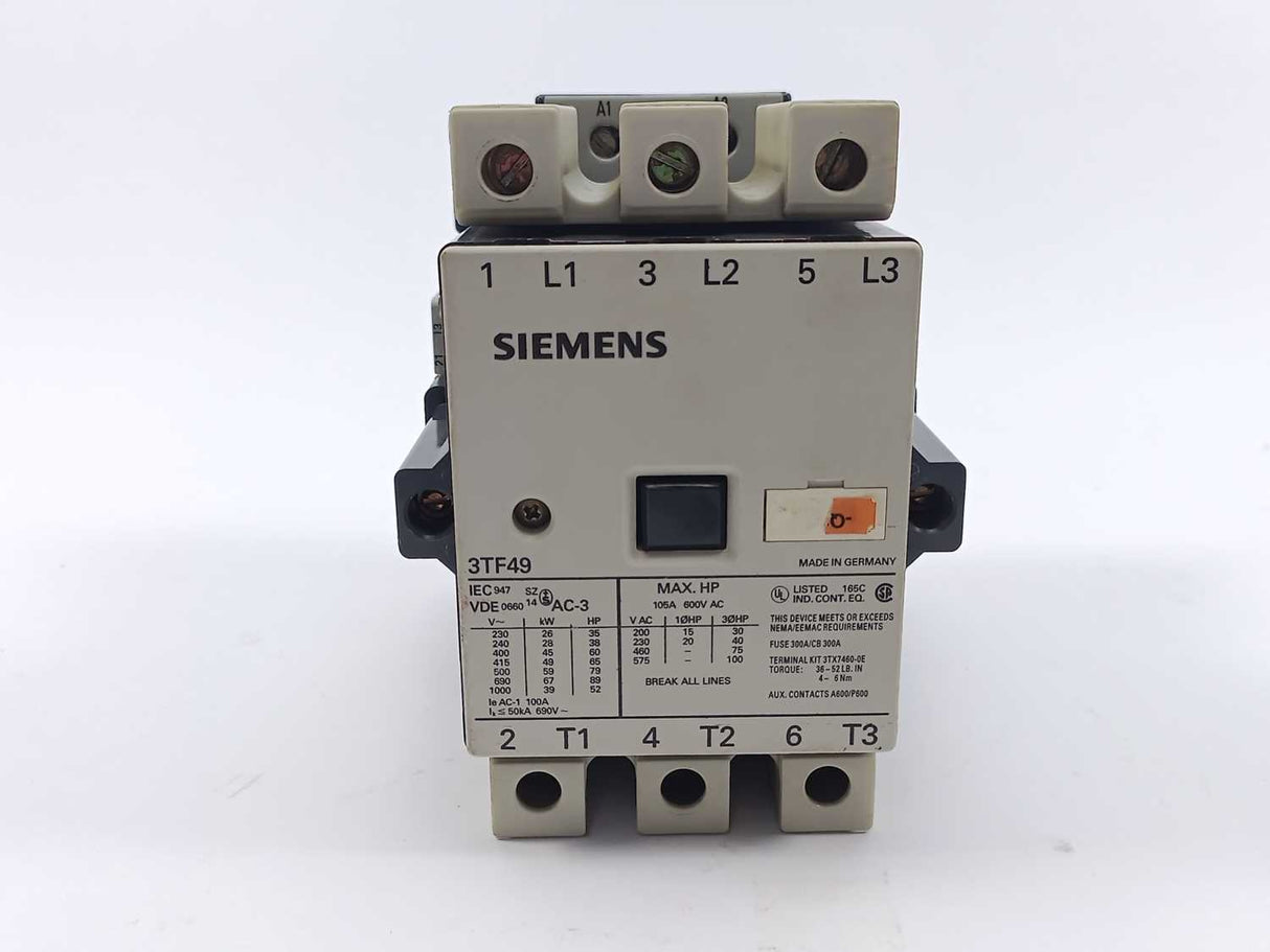 Siemens 3TF49 Contactor 3-Pole