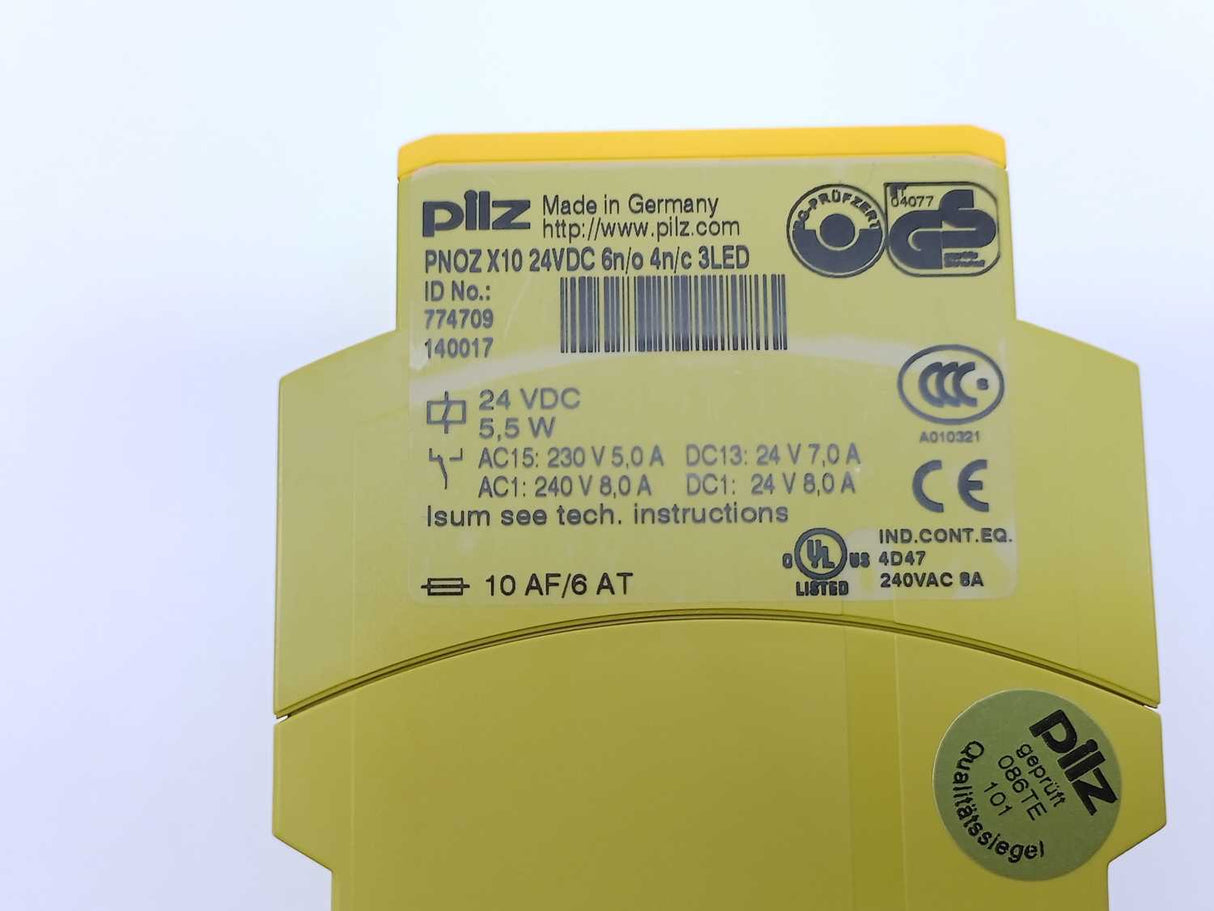 Pilz 774709 PNOZ X10 24VDC 6n/o 4n/c 3LED Safety relay